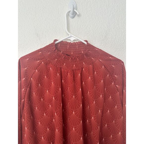 Bohme Art Deco Long SLeeve Top Rust/Brick Size Medium - Picture 2 of 7
